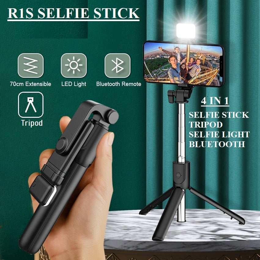 Original Best 4 IN 1 Selfie Stick R1s- Tripod & Wireless Remote with LED Flash – Premium Edition