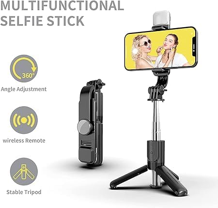 Original Best 4 IN 1 Selfie Stick R1s- Tripod & Wireless Remote with LED Flash – Premium Edition