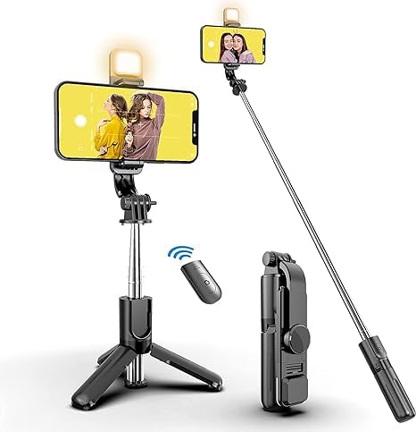 Original Best 4 IN 1 Selfie Stick R1s- Tripod & Wireless Remote with LED Flash – Premium Edition
