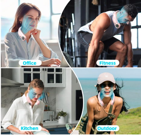 Portable Rechargeable Neck Fan – Hands-Free Cooling with Strong Airflow