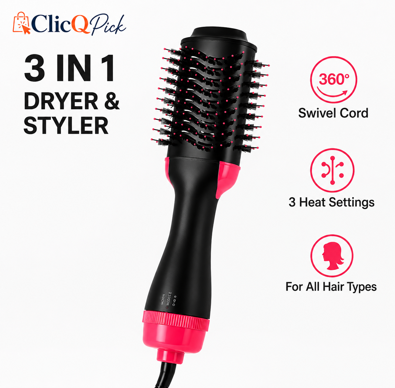 4-in-1 Hair Dryer Brush & Volumizer – Dry, Straighten, Style & Add Volume