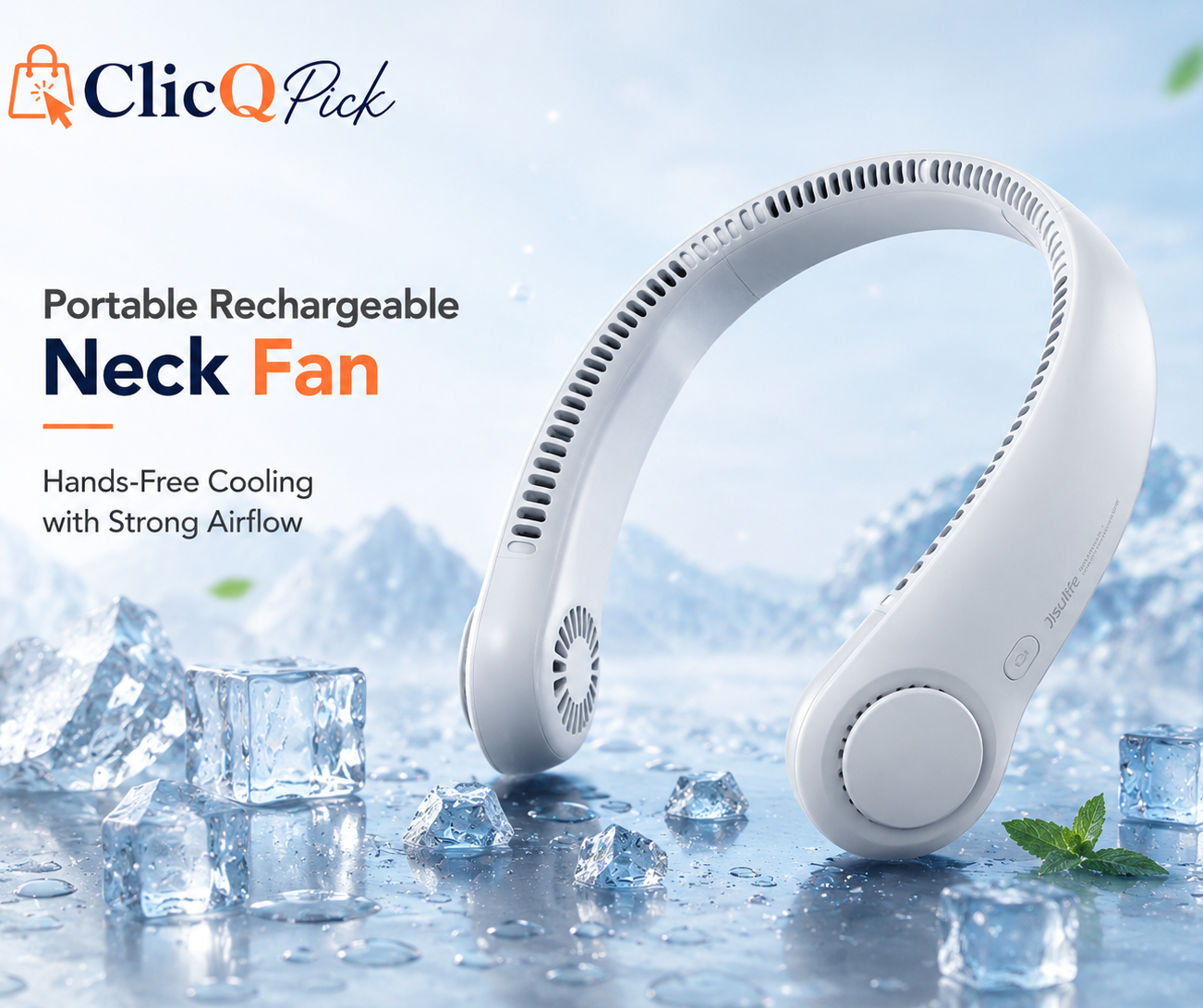 Portable Rechargeable Neck Fan – Hands-Free Cooling with Strong Airflow