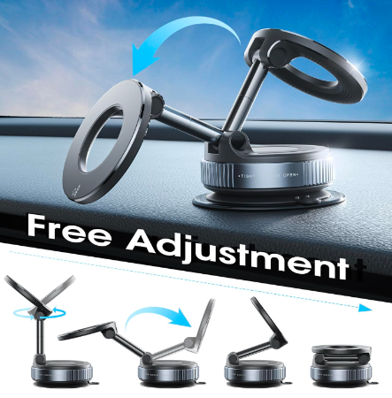 360° Magnetic Vacuum Car Phone Holder - Multifunction Car Mount Stand Adjustable
