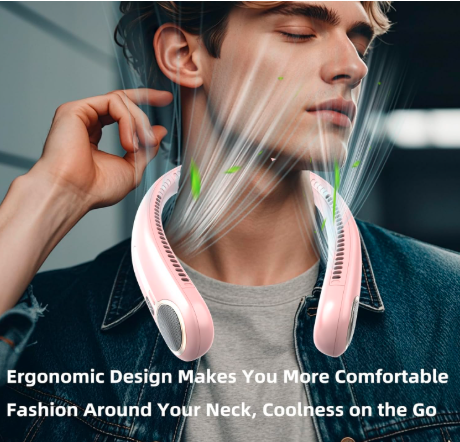 Portable Rechargeable Neck Fan – Hands-Free Cooling with Strong Airflow