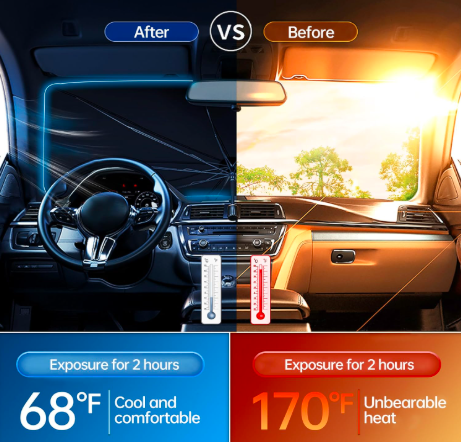 2026 Windshield Sun Shade Umbrella with UV Block Car